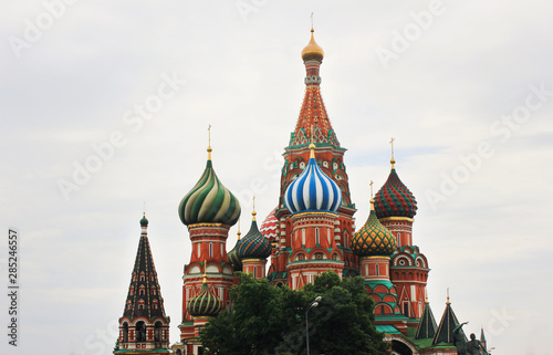 Saint Basil's Cathedral (Cathedral of Vasily the Blessed) facade architecture view on Red Square in Moscow, Russia