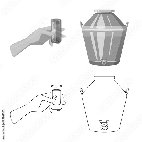 Isolated object of cafe and Latin logo. Collection of cafe and national vector icon for stock.