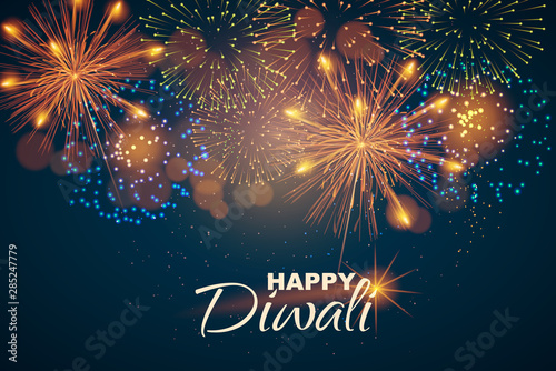 Website header or banner design on the background of lights and fireworks for Diwali Festival celebration. - Vector