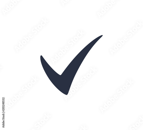 Black check mark symbol. Vector illustration. Checkmark isolated on white background. Black symbol for your design.