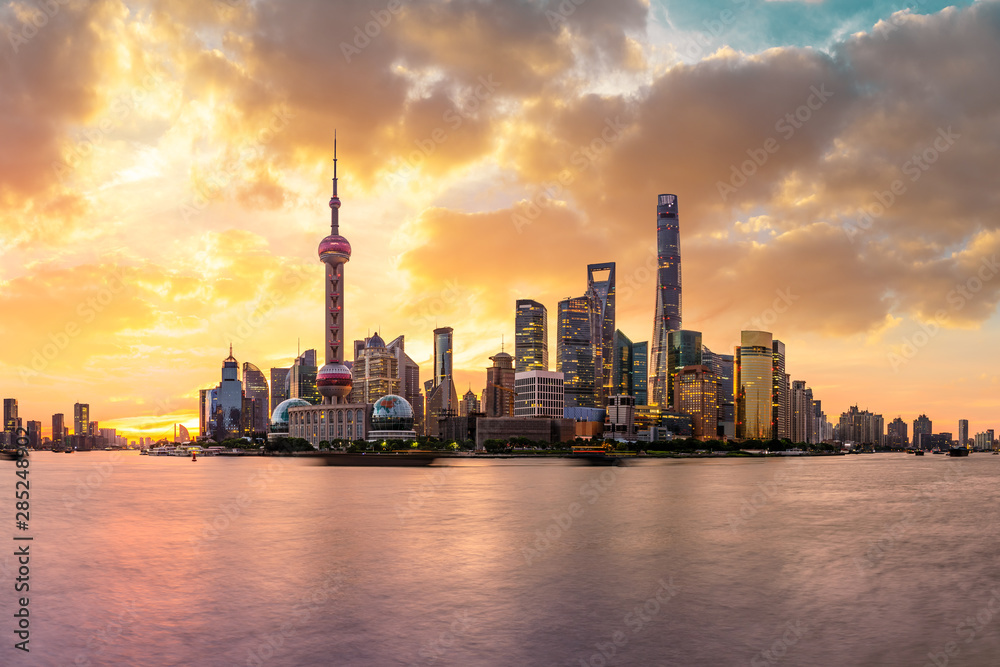 Shanghai skyline and modern urban buildings at sunrise,China. Shanghai skyline and modern urban buildings at sunrise,China.