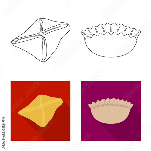 Vector design of products and cooking symbol. Collection of products and appetizer stock vector illustration.