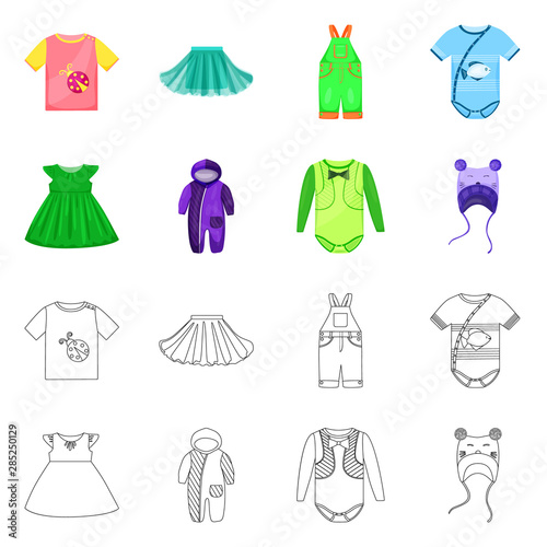 Isolated object of fashion and garment symbol. Collection of fashion and cotton stock symbol for web.