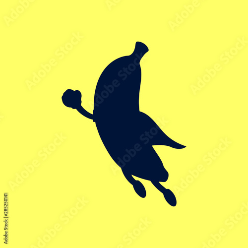 Superhero banana cartoon silhouette vector illustration.
