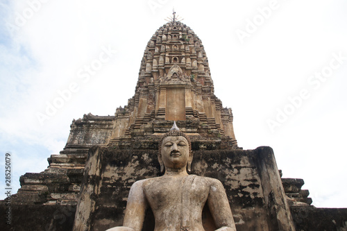old city  sukhothai historical park beautiful tourist attraction old buddha statue  old pagoda  old building  thailand 