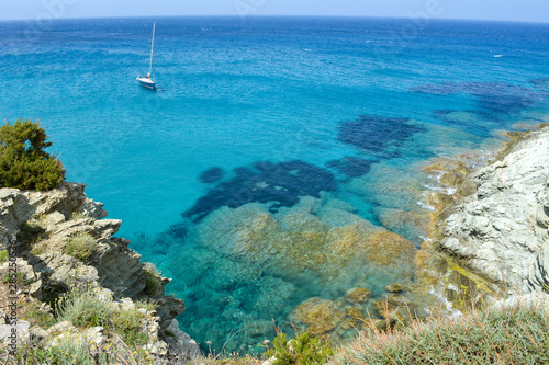 Sentier des Douaniers, a coastal path on the Cap Corse from Barcaggio to Macinaggio. Corsica, France photo