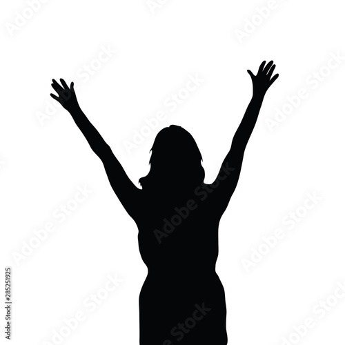 girl silhouette with outstretched arms