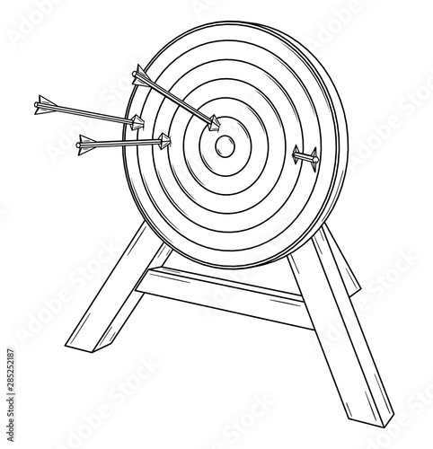 sport target hit around the center by arrows