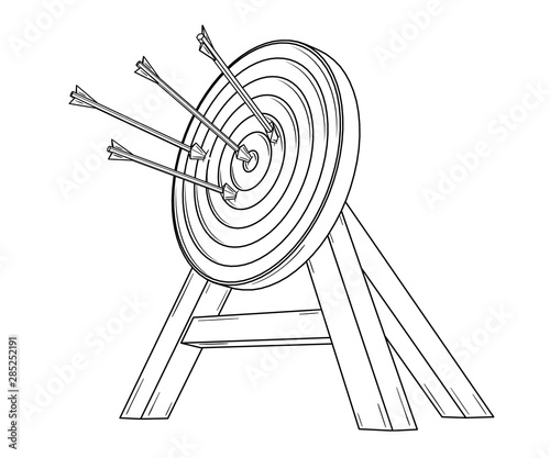 sport target hit around the center by arrows