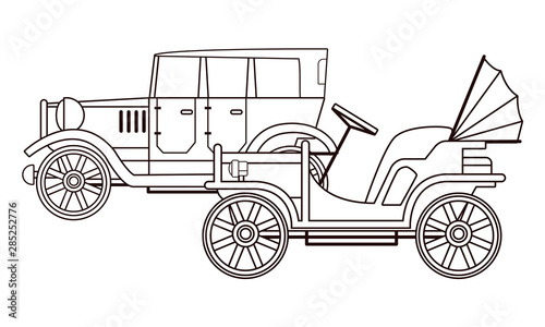 Vintage and classic cars vehicles in black and white
