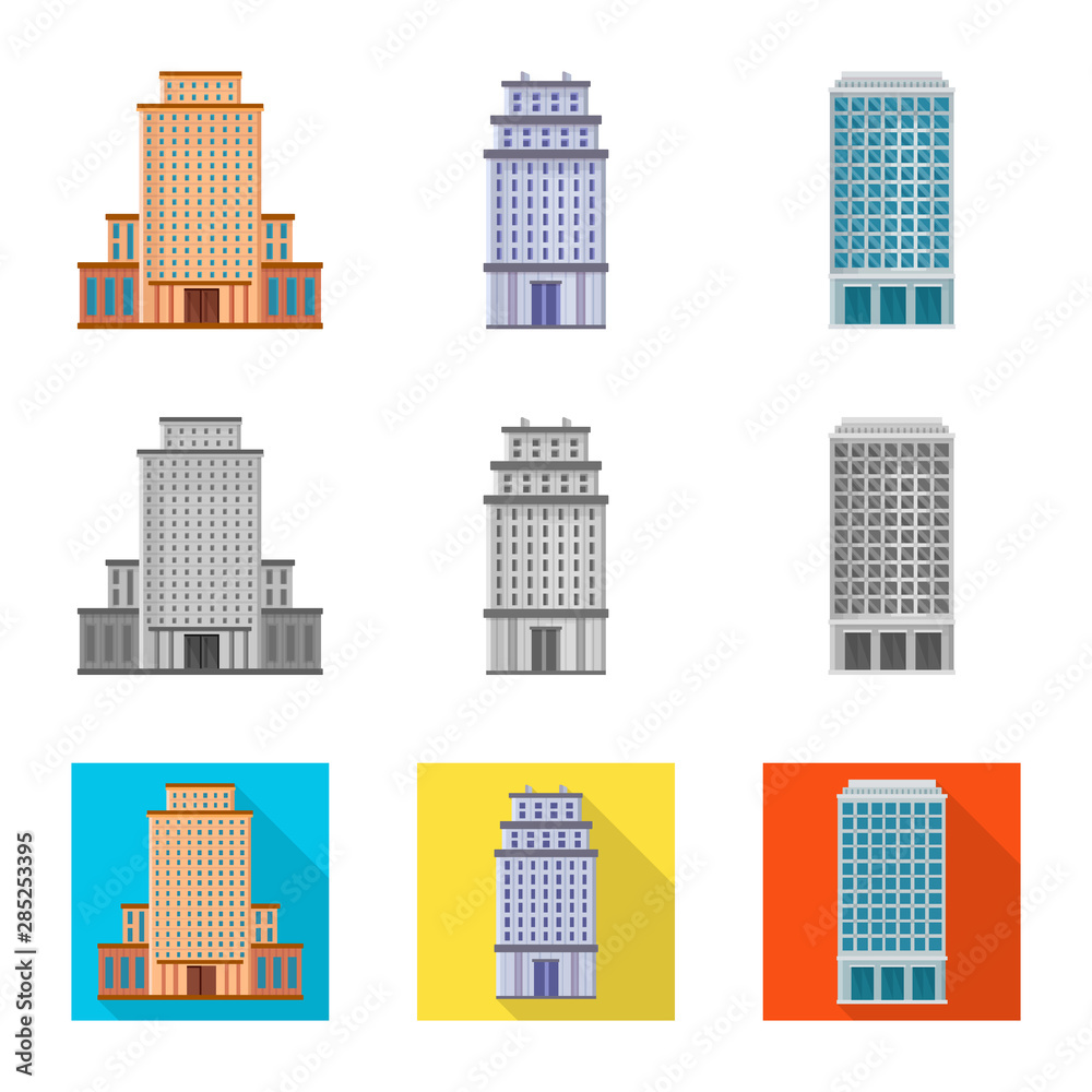 Isolated object of municipal and center symbol. Collection of municipal and estate vector icon for stock.