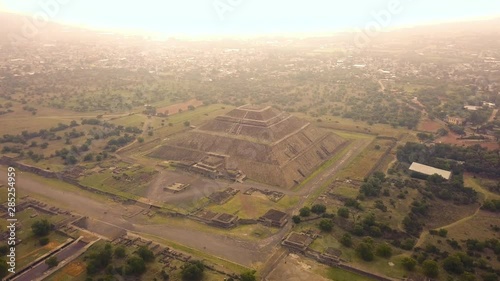 aerial of the great pyramid of teotihuacan in Mexico photo