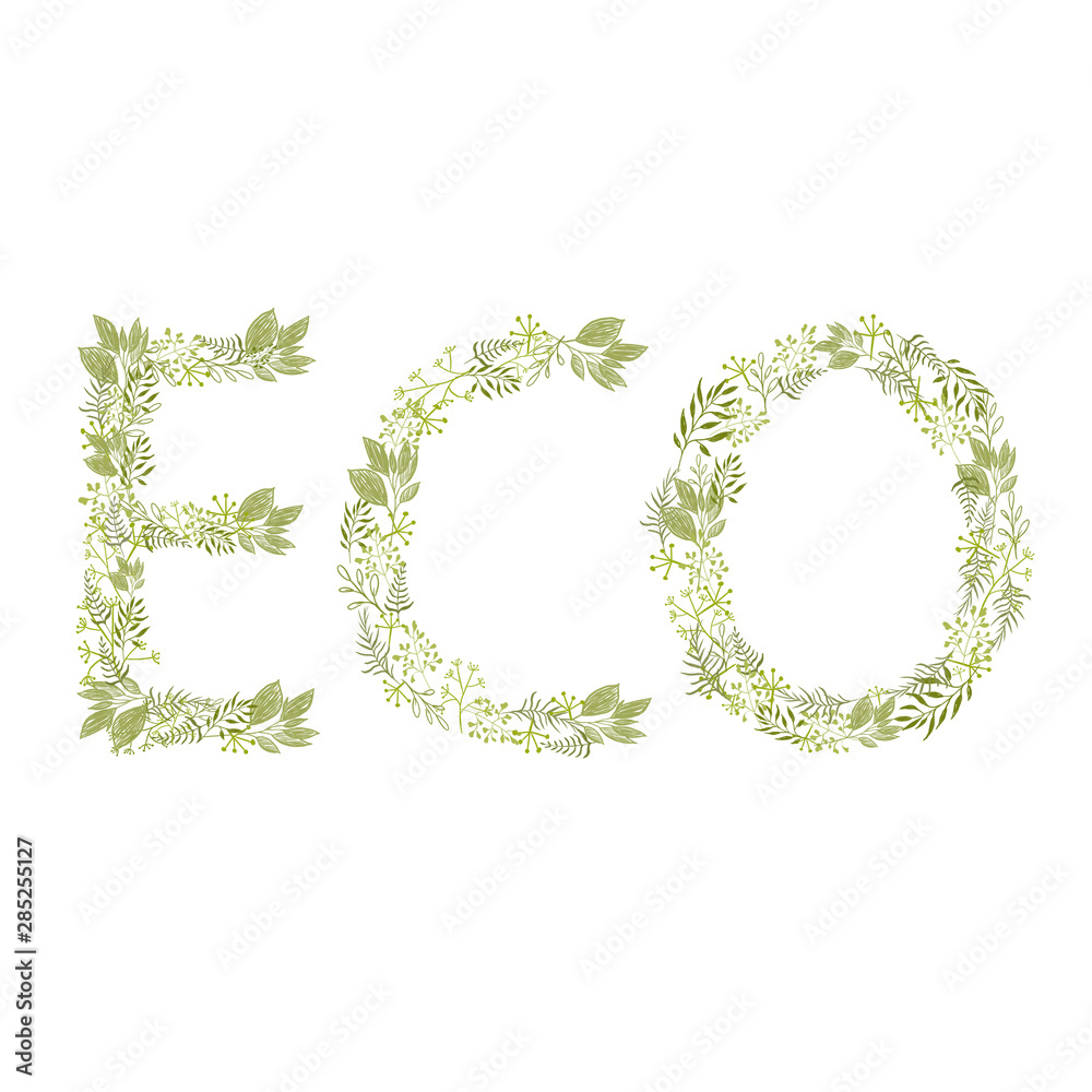 Creating ECO from leaves on a white background