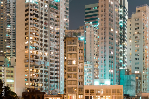 Skyline of residential apartment buildings at Chung Wan (central district), Hong Kong Island, Hong Kong, China, Asia