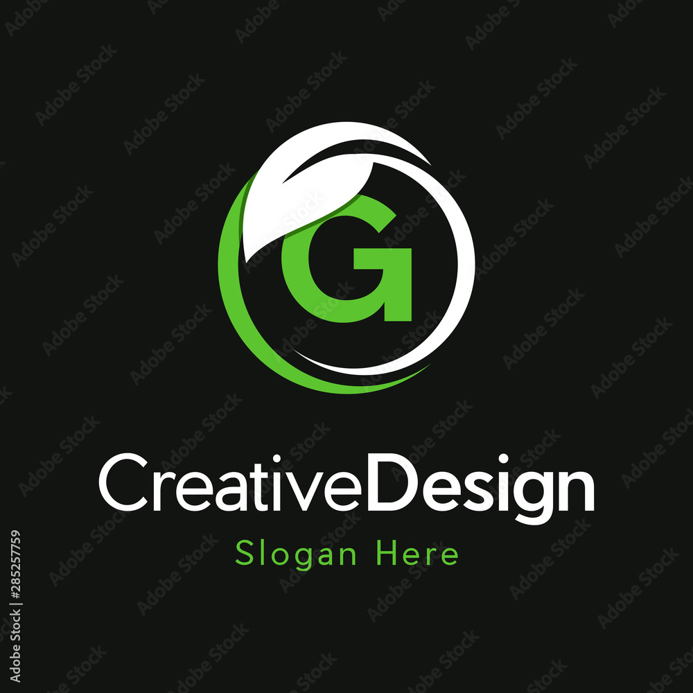 letter G leaf icon logo design concept, circle leaf and creative art, symbol, logo design with G letters for professional brand and business letter G leaf icon logo design concept, circle leaf and creative art, symbol, logo design with G letters for professional brand and business