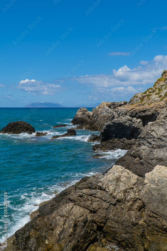 Tono beach in Milazzo - View of the Aeolian islands in Messina Tono beach in Milazzo - View of the Aeolian islands in Messina