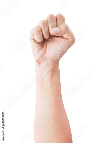 Man hand gestures isolated over the white background. Zero