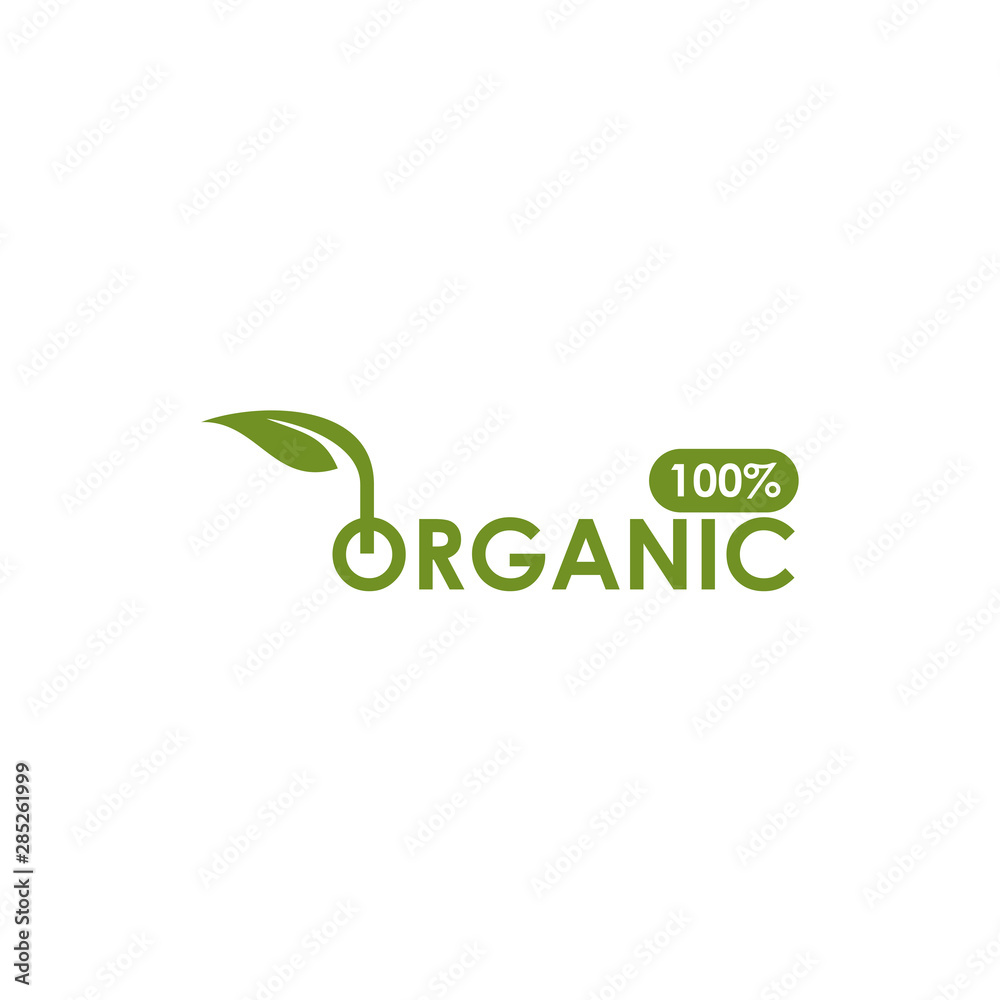 Organic product logo design with leaf icon isolated template Organic product logo design with leaf icon isolated template