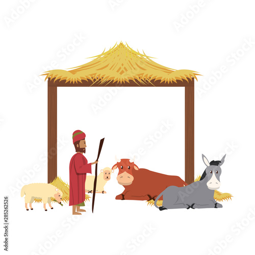 merry christmas nativity christian cartoon