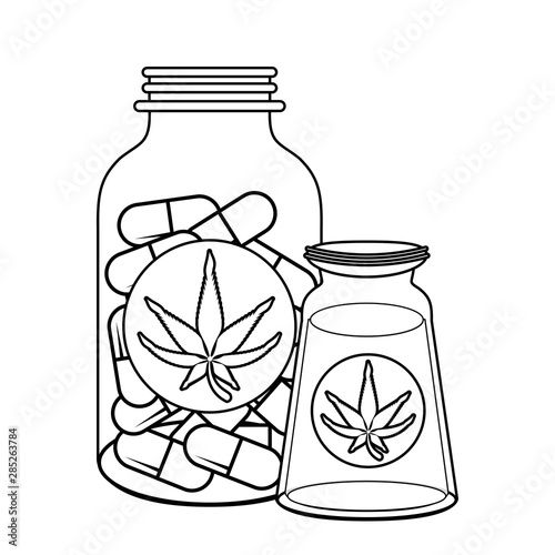 cannabis martihuana sativa hemp cartoon in black and white