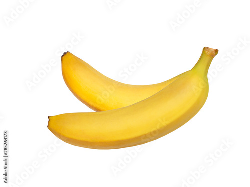 Two banana in bunch isolated on white background.