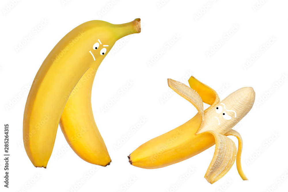Caricature attack. Cartoon banana man scares Caricature attack. Cartoon banana man scares
