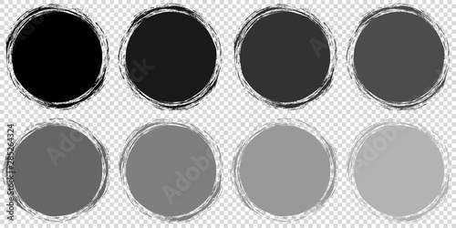 set of round banners - brush painted circle on transparent background