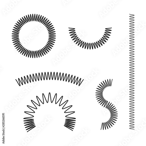 Metal Spring. Spiral Flexible Wire. Metal Spiral. Coil Set. Jump Compression Icon Isolated Illustration
