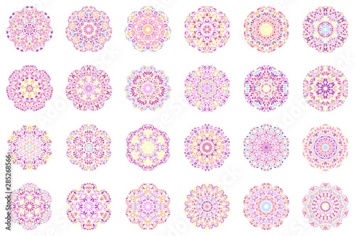 Abstract colorful flower mandala symbol set - abstract round vector design elements from geometric shapes
