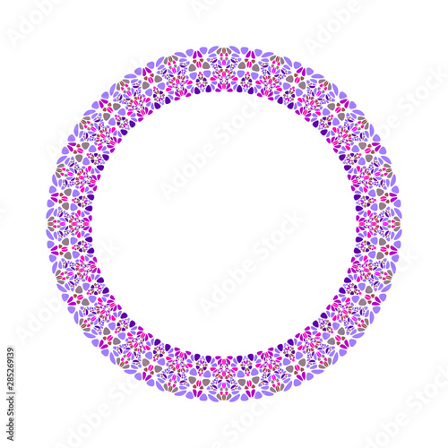 Geometrical gravel mosaic round frame - abstract vector design element on white background