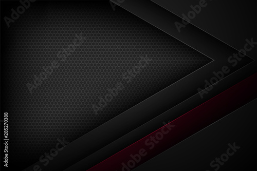 Black abstract vector background with overlapping characteristics.