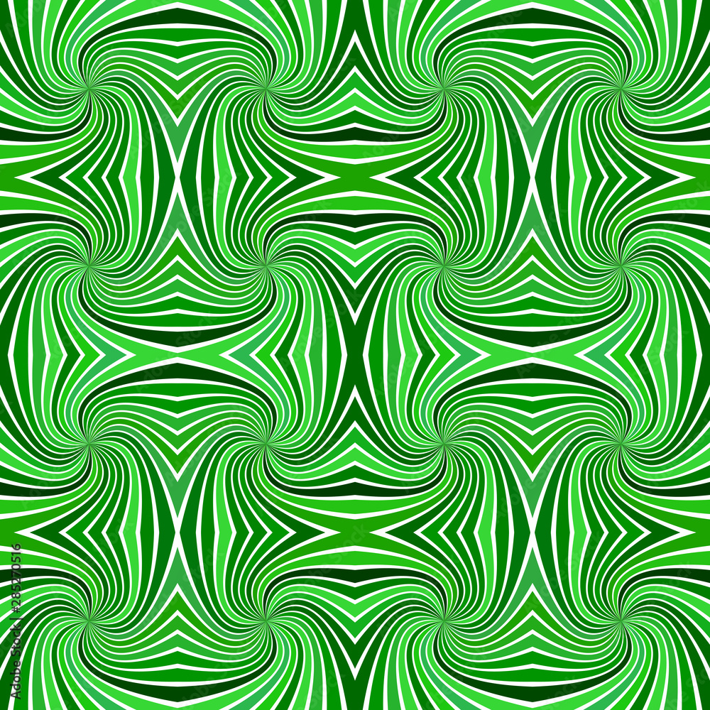 Green psychedelic abstract seamless striped spiral pattern background design - vector illustration from swirling rays