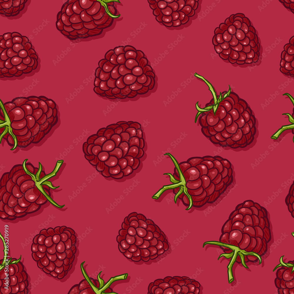 Vector Seamless Pattern of Raspberries Vector Seamless Pattern of Raspberries