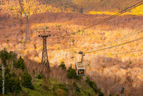 Obraz na plátně Hakkoda ropeway in Aomori Prefecture with Autumn Leaves background A wonderful view of hakkoda mountains