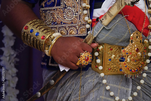 Traditional Sri Lankan groom wedding costume. Traditional wedding in Sri Lanka