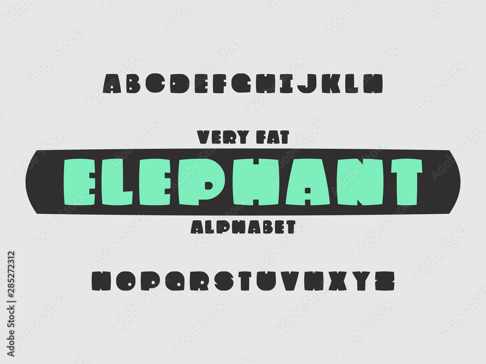 Elephant font. Vector alphabet 