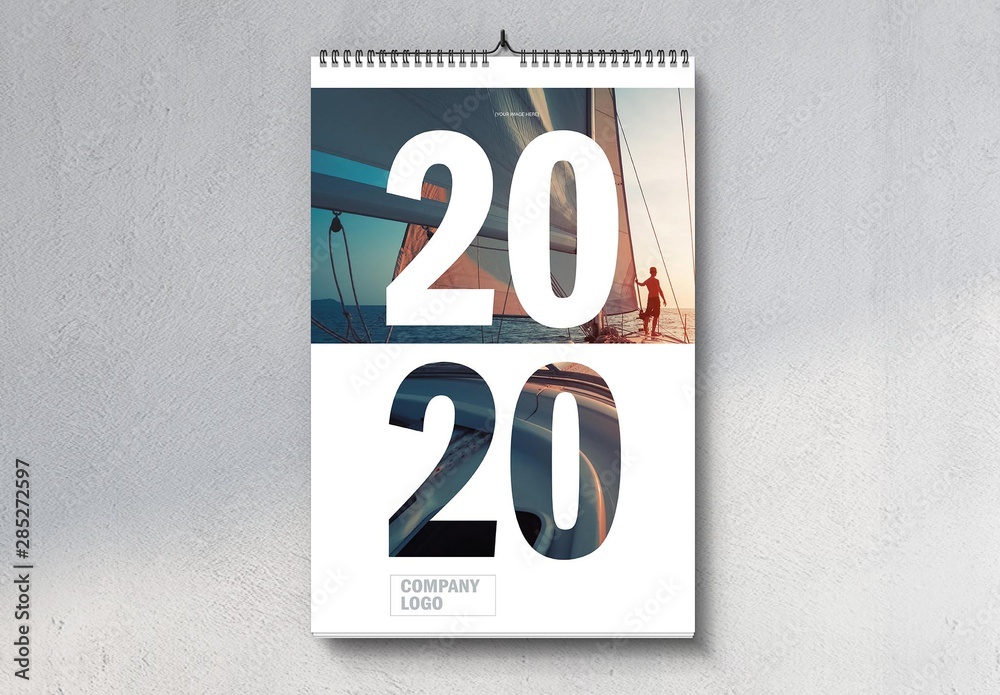 2020 Portrait Wall Calendar Layout Stock Template | Adobe Stock