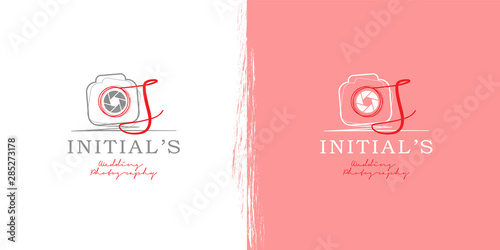Abstract scribble camera, photography initial letter S logo template