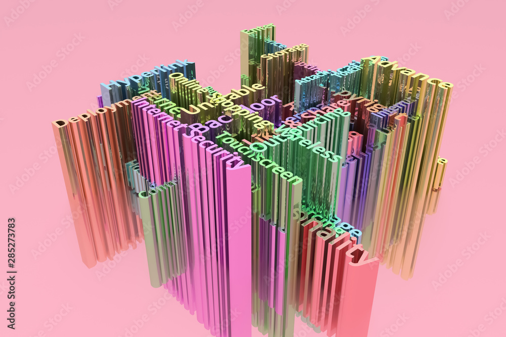 Obraz premium ICT, information technology keyword words cloud. For web page, graphic design, texture or background. 3D rendering.