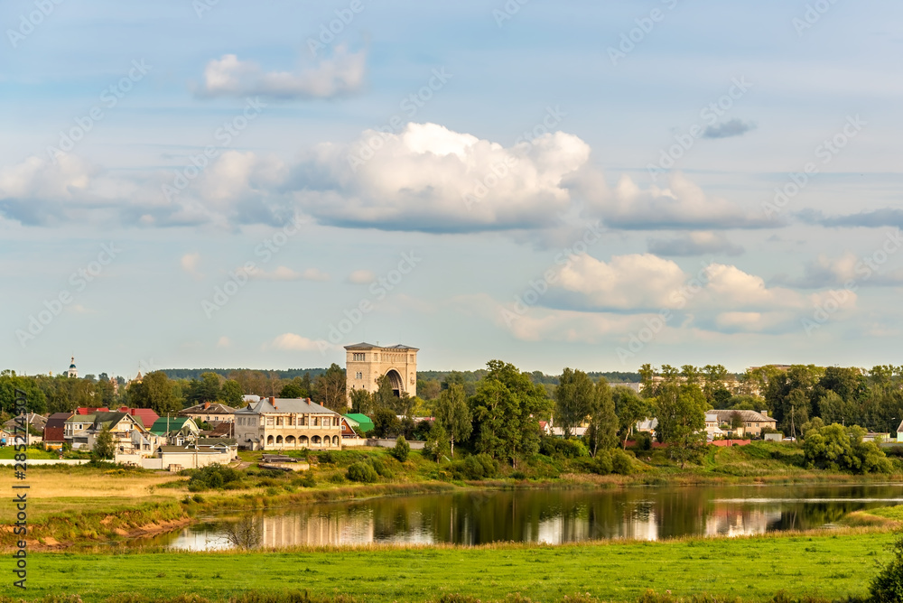 Cityscape overlooking the gateway. Uglich, Russia. Cityscape overlooking the gateway. Uglich, Russia.
