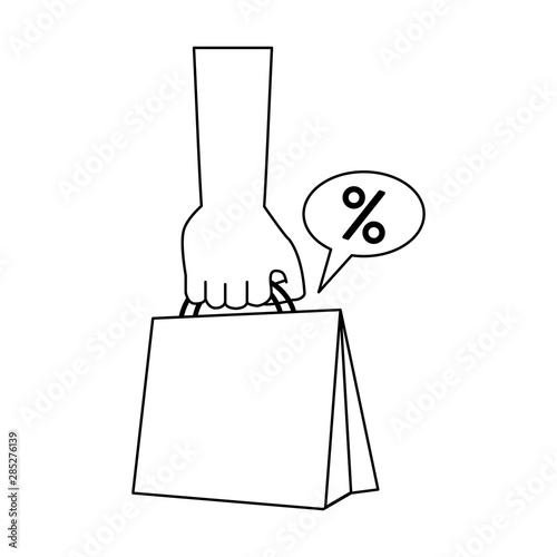 shopping retail sale store cartoon in black and white