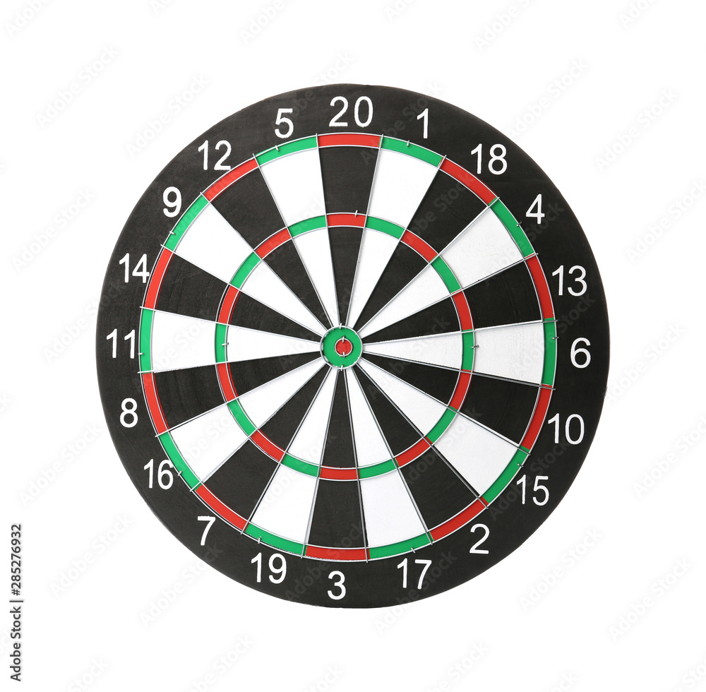 New empty dart board isolated on white New empty dart board isolated on white