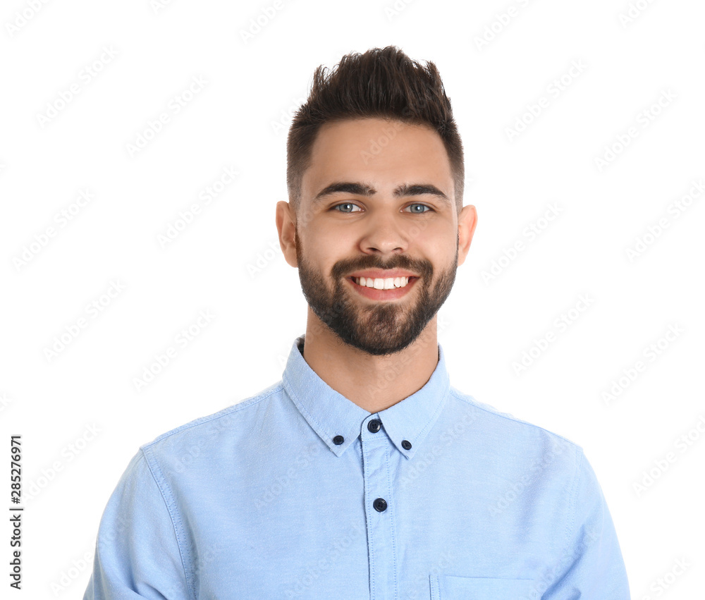 Portrait of handsome smiling man isolated on white Portrait of handsome smiling man isolated on white