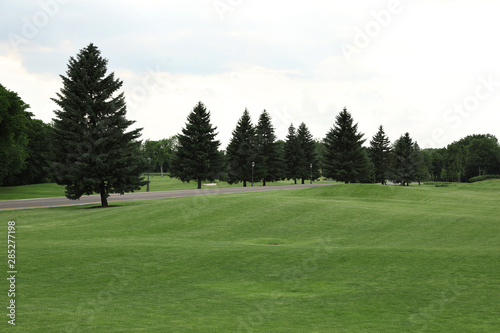 Beautiful view of golf course with green grass