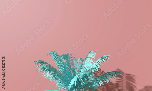 Bright summer colourful palm tree tropical background. 3D Rendering