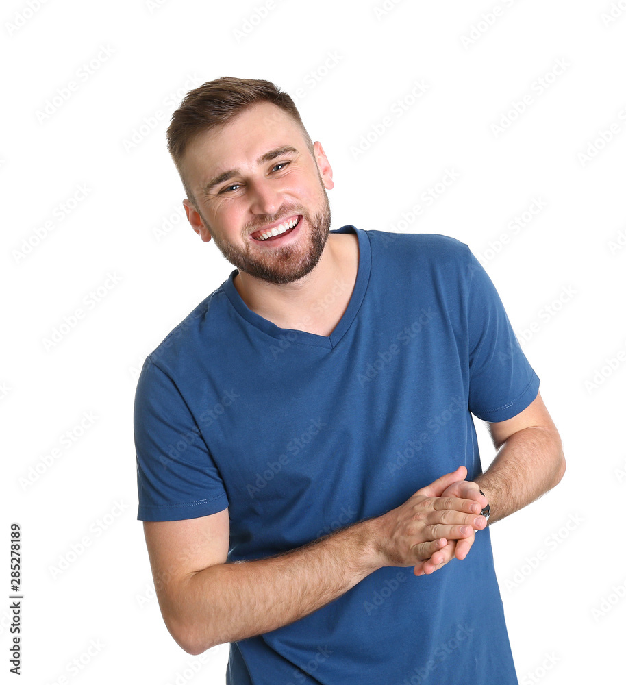 Portrait of handsome happy man on white background Portrait of handsome happy man on white background