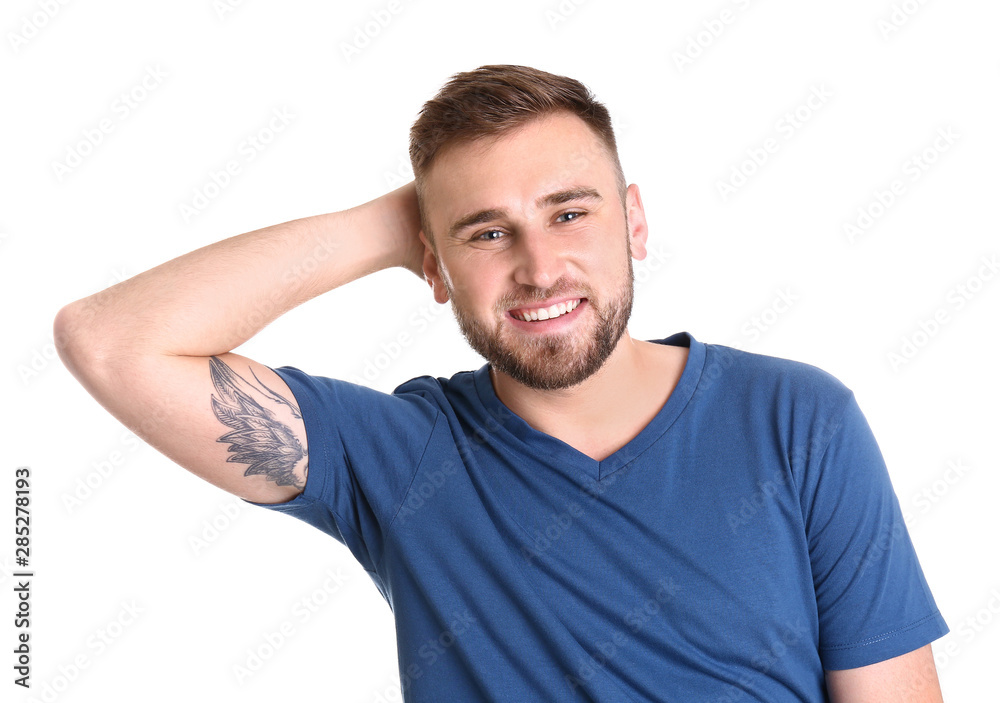 Portrait of handsome happy man on white background Portrait of handsome happy man on white background