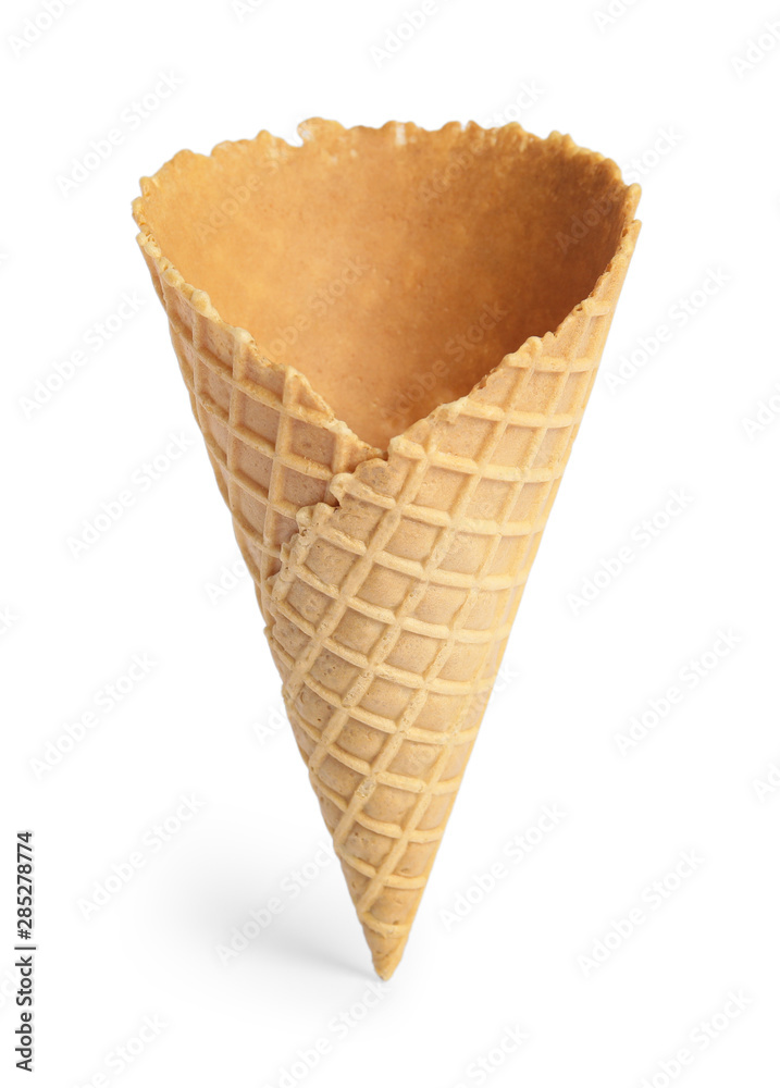 Empty wafer ice cream cone on white background Empty wafer ice cream cone on white background