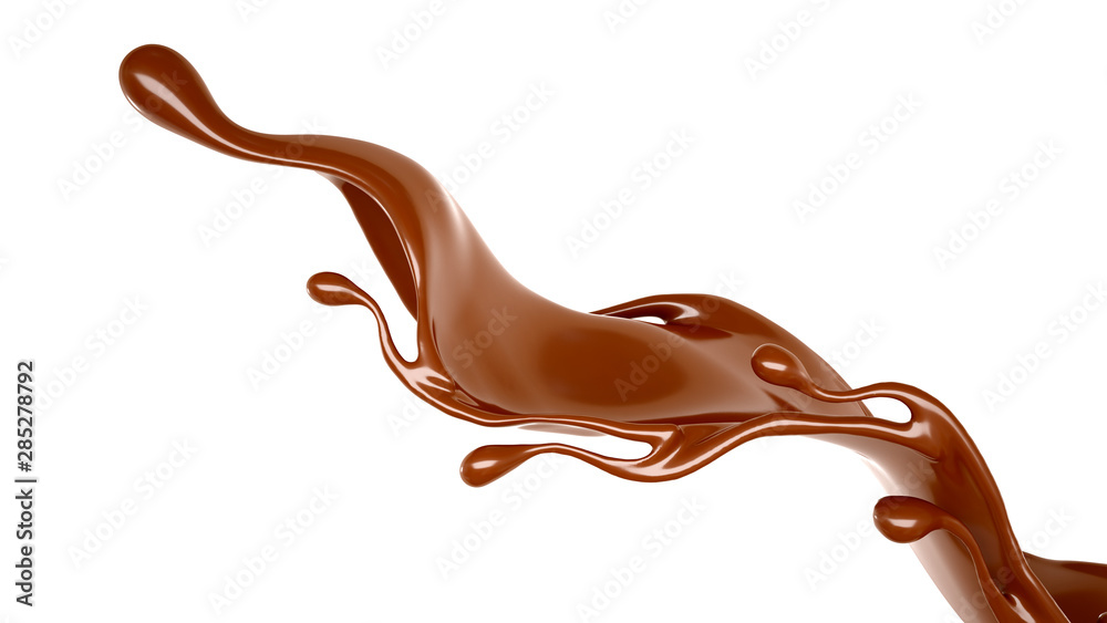 Splash of chocolate 3d illustration, 3d rendering. Splash of chocolate 3d illustration, 3d rendering.