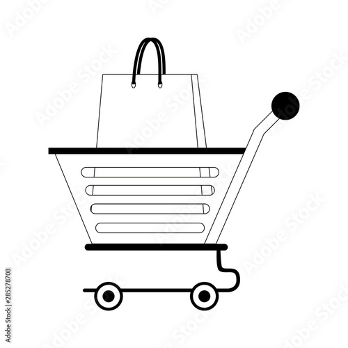shopping retail sale store cartoon in black and white